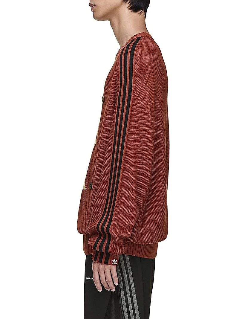 adidas x SFTM ADI006 Button-Detail Cotton Crewneck Sweater