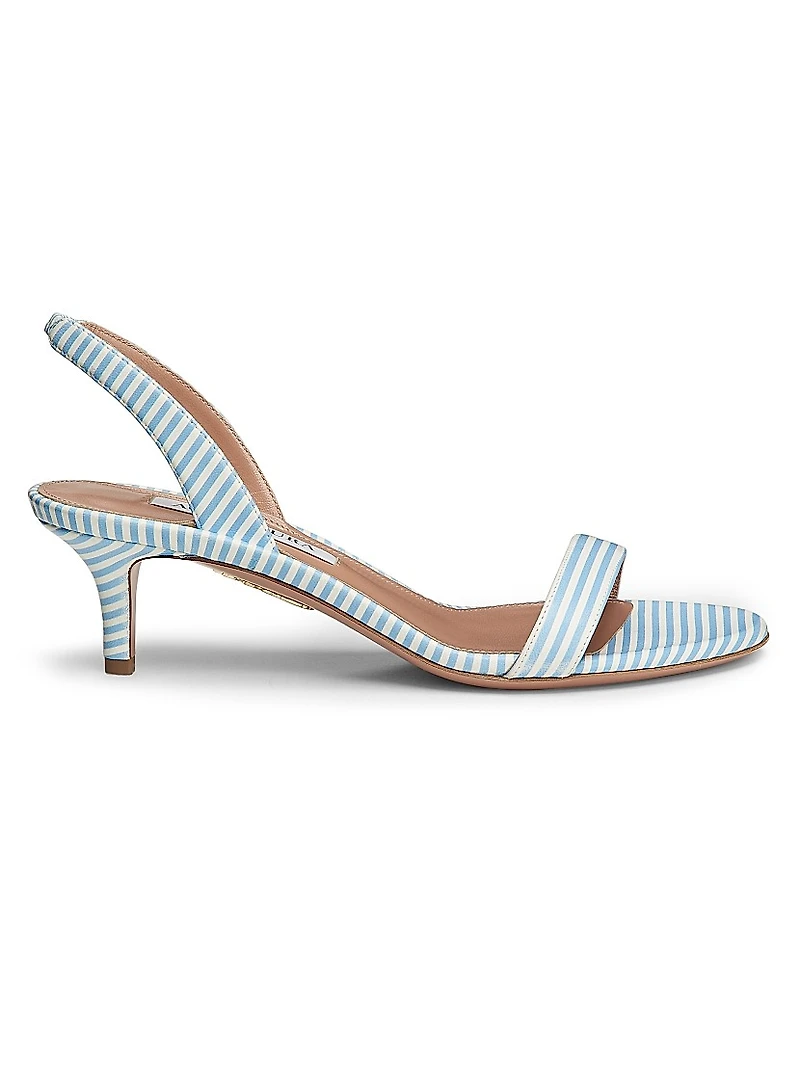 So Nude 50MM Striped Leather Slingback Sandals