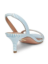 So Nude 50MM Striped Leather Slingback Sandals