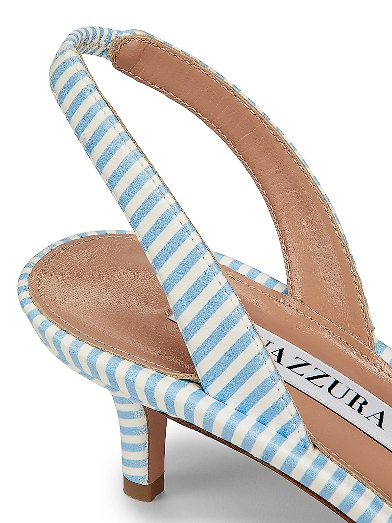 So Nude 50MM Striped Leather Slingback Sandals