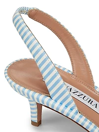So Nude 50MM Striped Leather Slingback Sandals