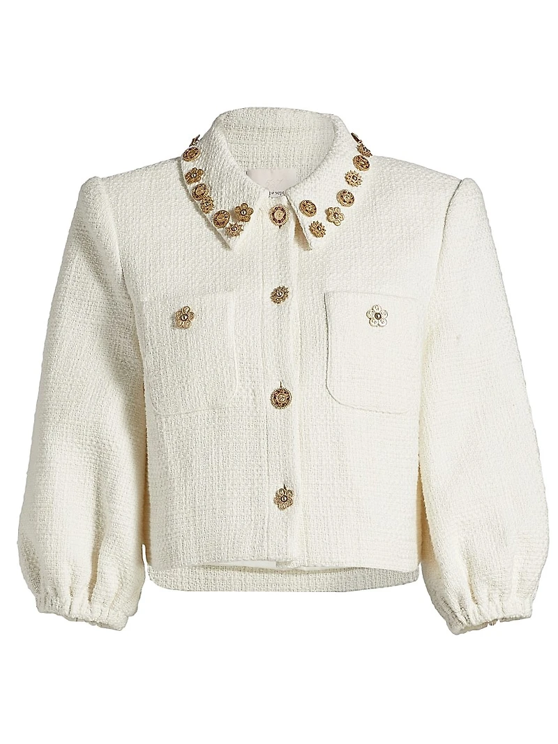 Ansey Embellished Tweed Crop Jacket
