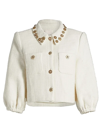 Ansey Embellished Tweed Crop Jacket