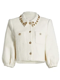 Ansey Embellished Tweed Crop Jacket