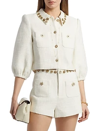 Ansey Embellished Tweed Crop Jacket