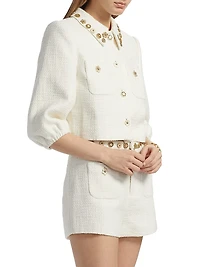 Ansey Embellished Tweed Crop Jacket