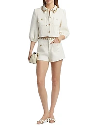 Ansey Embellished Tweed Crop Jacket