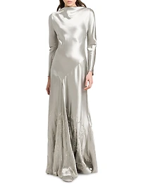 Embellished Satin Bias-Cut Gown