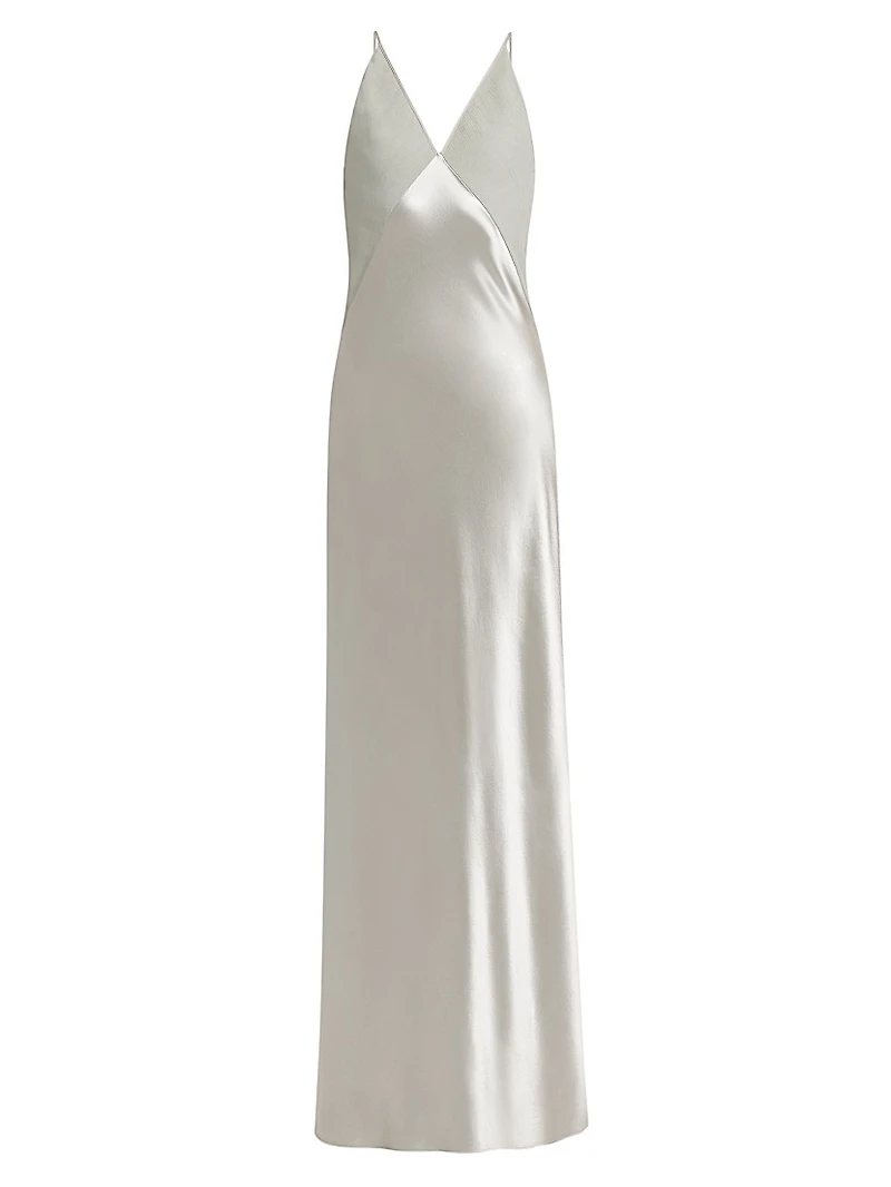 Satin V-Neck Maxi Dress