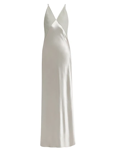 Satin V-Neck Maxi Dress