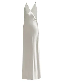 Satin V-Neck Maxi Dress