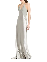 Satin V-Neck Maxi Dress
