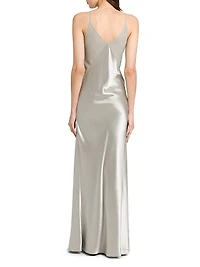 Satin V-Neck Maxi Dress