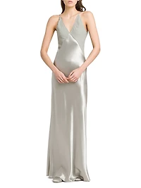 Satin V-Neck Maxi Dress