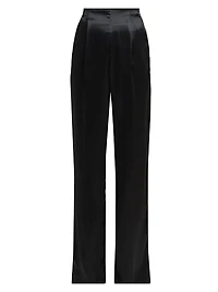 Satin High-Rise Straight-Leg Pants