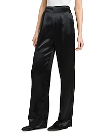 Satin High-Rise Straight-Leg Pants