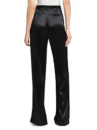 Satin High-Rise Straight-Leg Pants