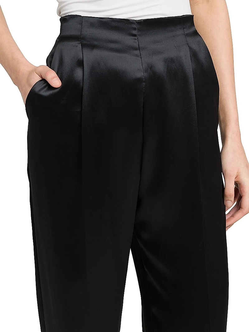 Satin High-Rise Straight-Leg Pants