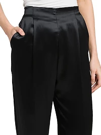 Satin High-Rise Straight-Leg Pants