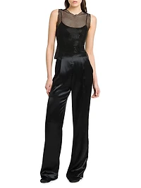 Satin High-Rise Straight-Leg Pants