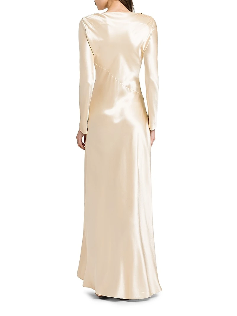 Satin Bias-Cut Maxi Dress