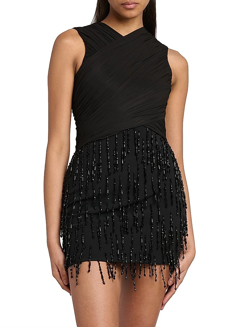 Beaded Wrapped Minidress