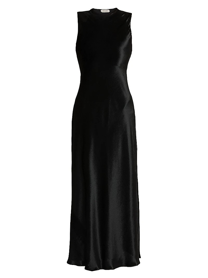 Velvet Round-Neck Midi-Dress