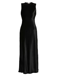 Velvet Round-Neck Midi-Dress
