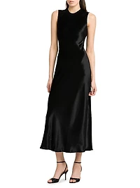 Velvet Round-Neck Midi-Dress