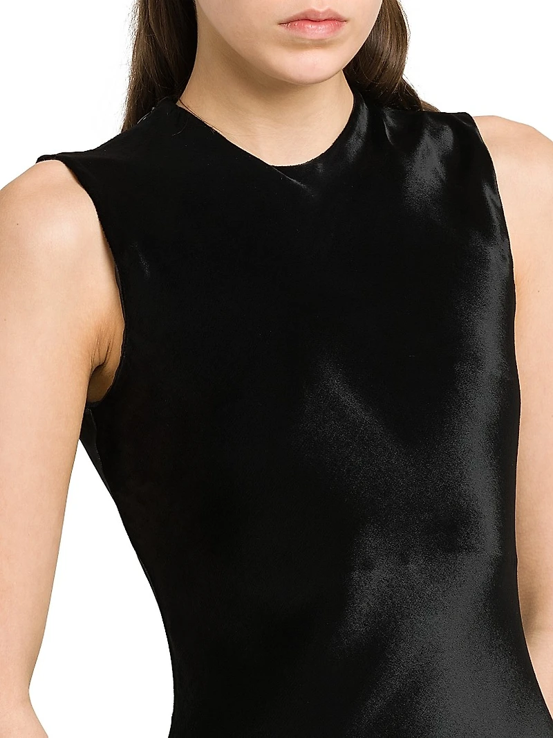 Velvet Round-Neck Midi-Dress