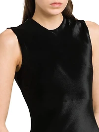 Velvet Round-Neck Midi-Dress