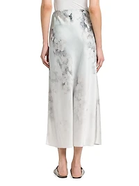 Floral Satin Midi-Skirt