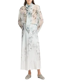 Floral Satin Midi-Skirt