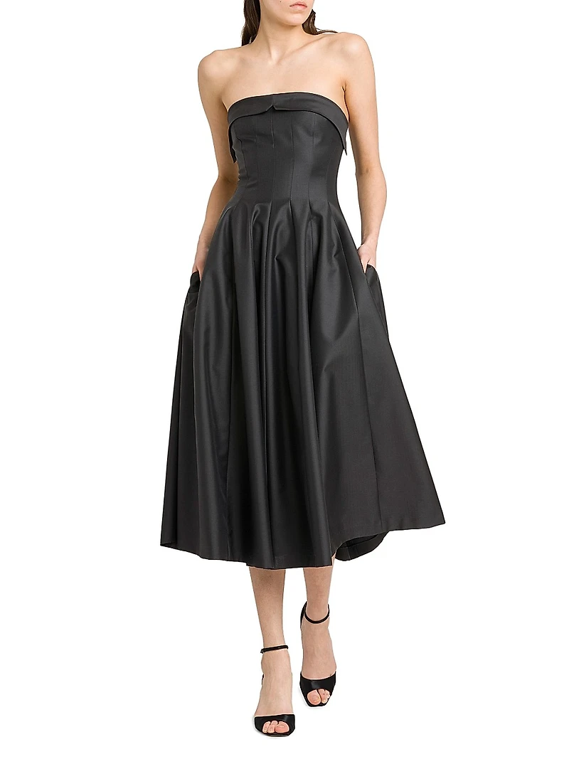 Strapless A-Line Midi-Dress