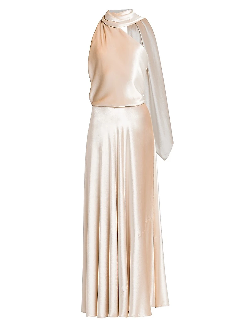Velvet Draped One-Shoulder Dress