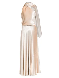 Velvet Draped One-Shoulder Dress