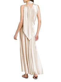 Velvet Draped One-Shoulder Dress