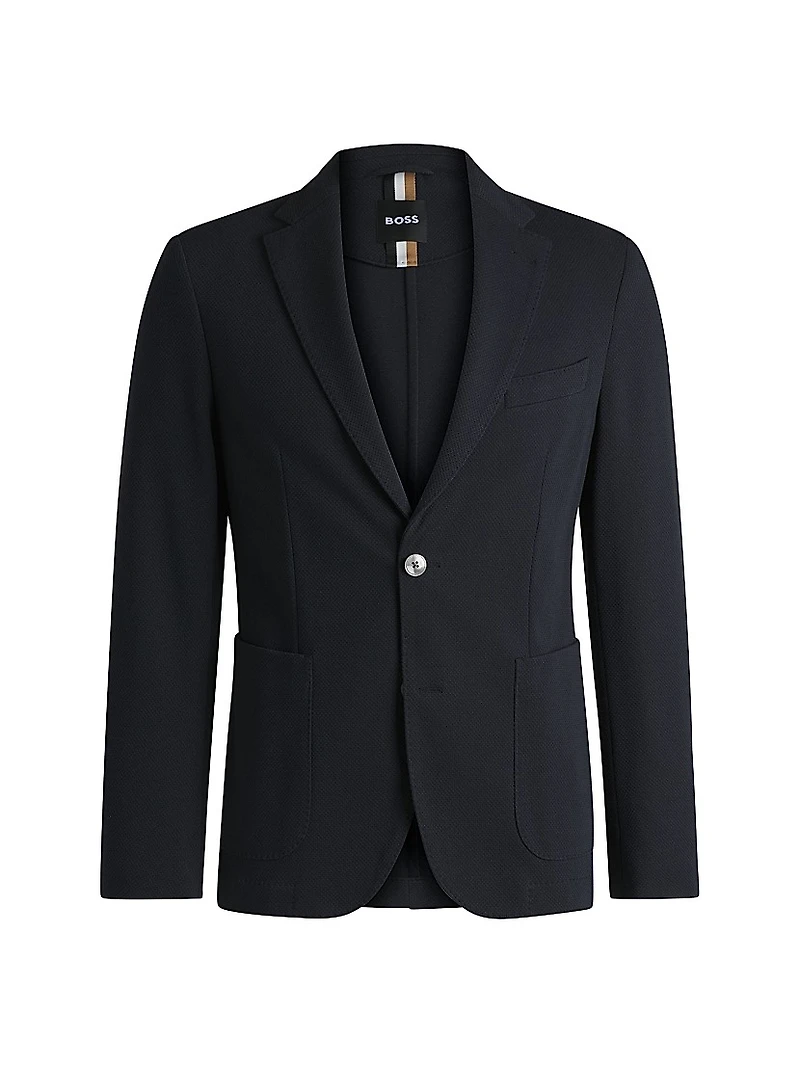 Slim-Fit Blazer Micro-Patterned Cotton