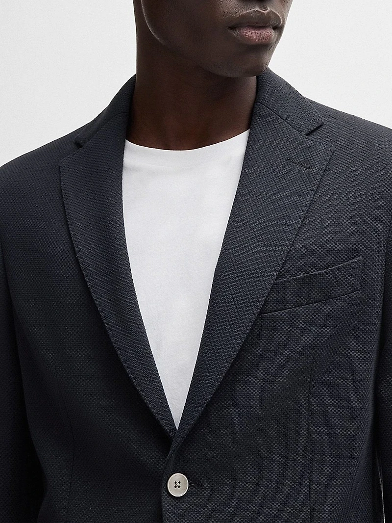 Slim-Fit Blazer Micro-Patterned Cotton