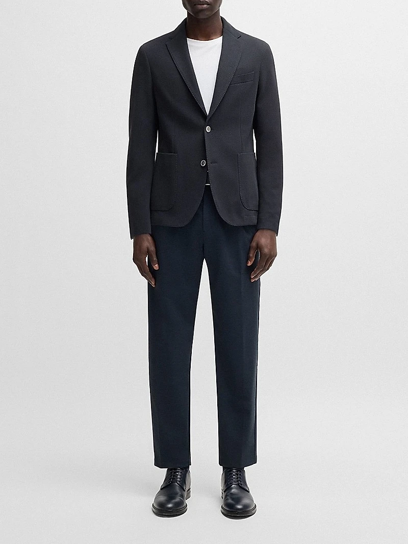 Slim-Fit Blazer Micro-Patterned Cotton