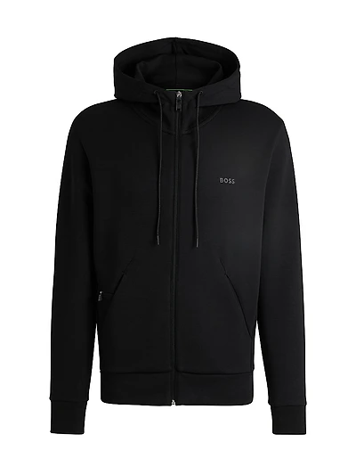 Stretch-Cotton Zip-Up Hoodie with Logo Print