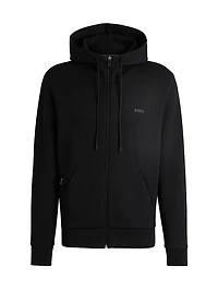 Stretch-Cotton Zip-Up Hoodie with Logo Print