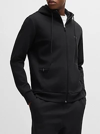 Stretch-Cotton Zip-Up Hoodie with Logo Print