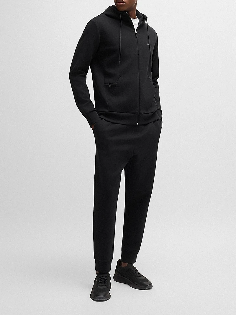 Stretch-Cotton Zip-Up Hoodie with Logo Print