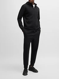 Stretch-Cotton Zip-Up Hoodie with Logo Print
