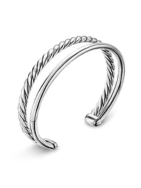 DY Mercer Two Row Cuff Bracelet Sterling Silver, 8MM