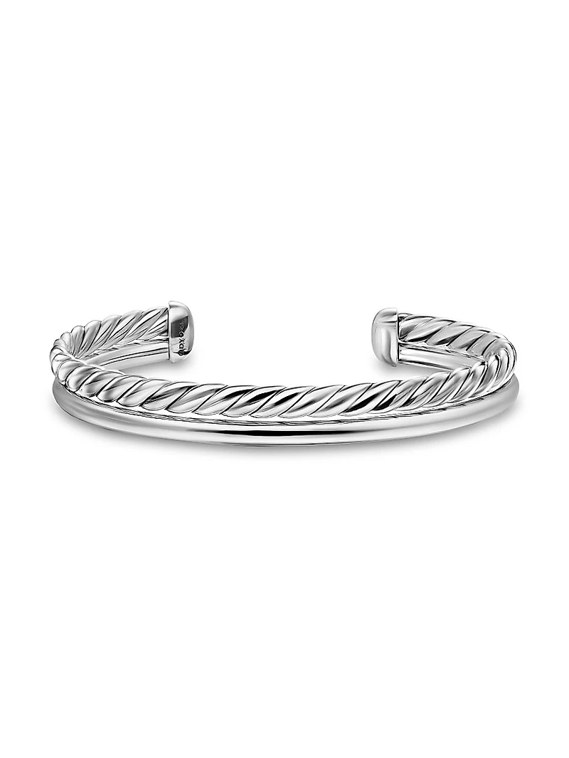DY Mercer Two Row Cuff Bracelet Sterling Silver, 8MM