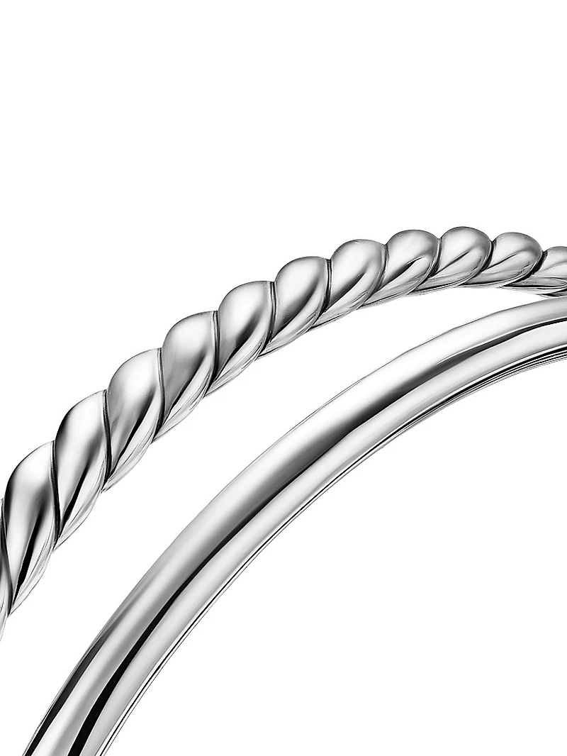 DY Mercer Two Row Cuff Bracelet Sterling Silver, 8MM