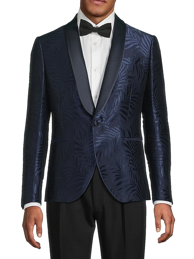 Leaf Print Satin Dinner Jacket