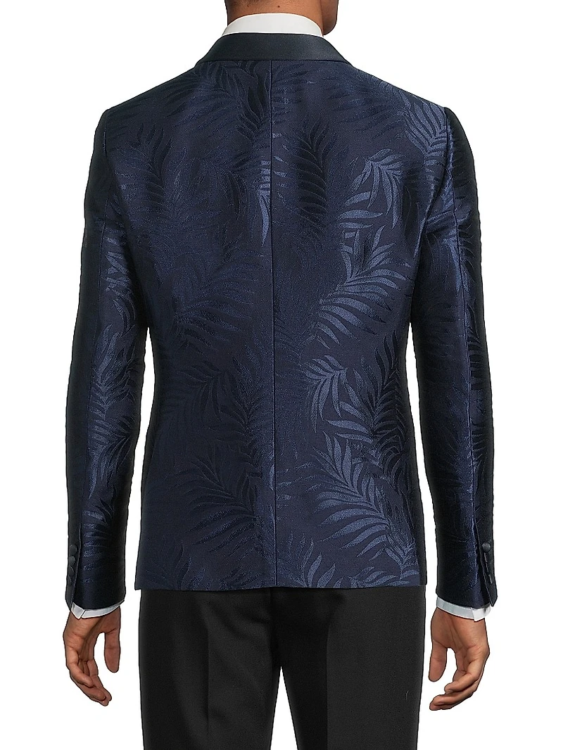 Leaf Print Satin Dinner Jacket